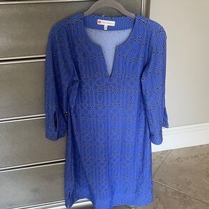 Jude Connally Navy and White Patterned Dress